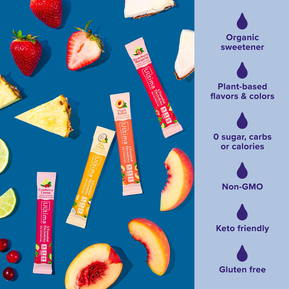 Ultima Replenisher Mocktini Pina Colada, tropical flavor, zero sugar hydration.