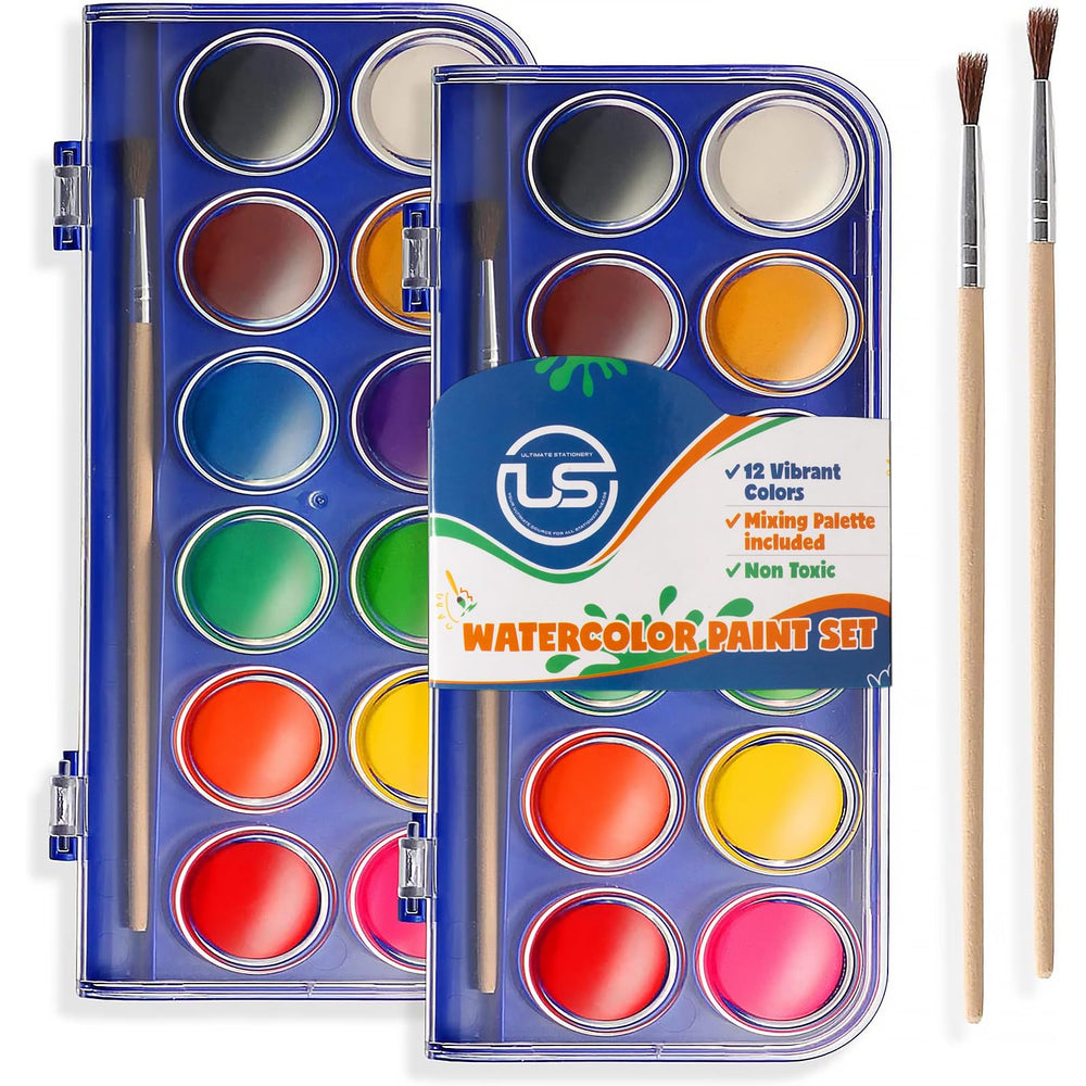 Ultimate Stationery Watercolor Set with 12 vivid colors for vibrant washes
