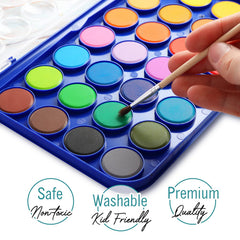 Ultimate Stationery Watercolor Set demonstrating removable lid doubling as a mixing palette