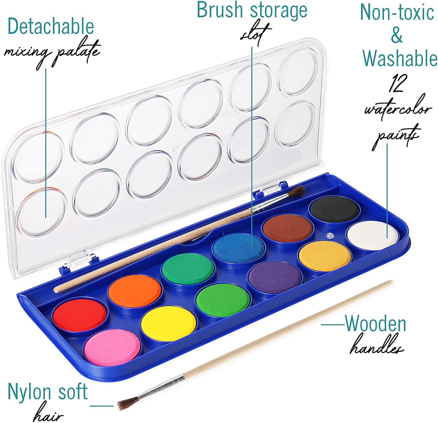 Ultimate Stationery Watercolor Set with two brushes for versatile painting techniques
