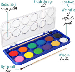 Ultimate Stationery Watercolor Set with two brushes for versatile painting techniques