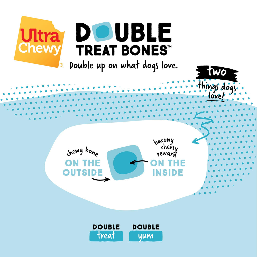 Ultra Chewy Double Treat Bones supports dental health through regular chewing.