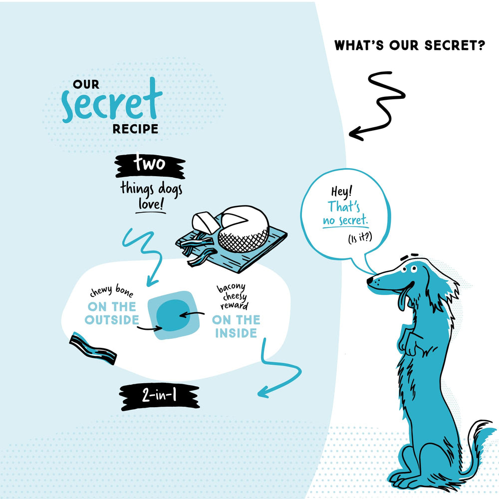 Ultra Chewy Double Treat Bones digestible core delivers tasty satisfaction.