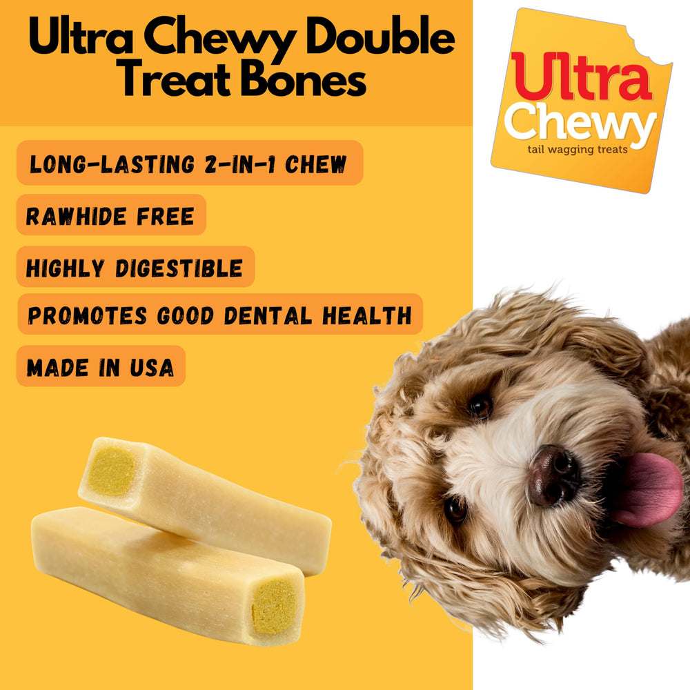 Ultra Chewy Favorites Double Treat Bones pack side view for on-the-go rewards