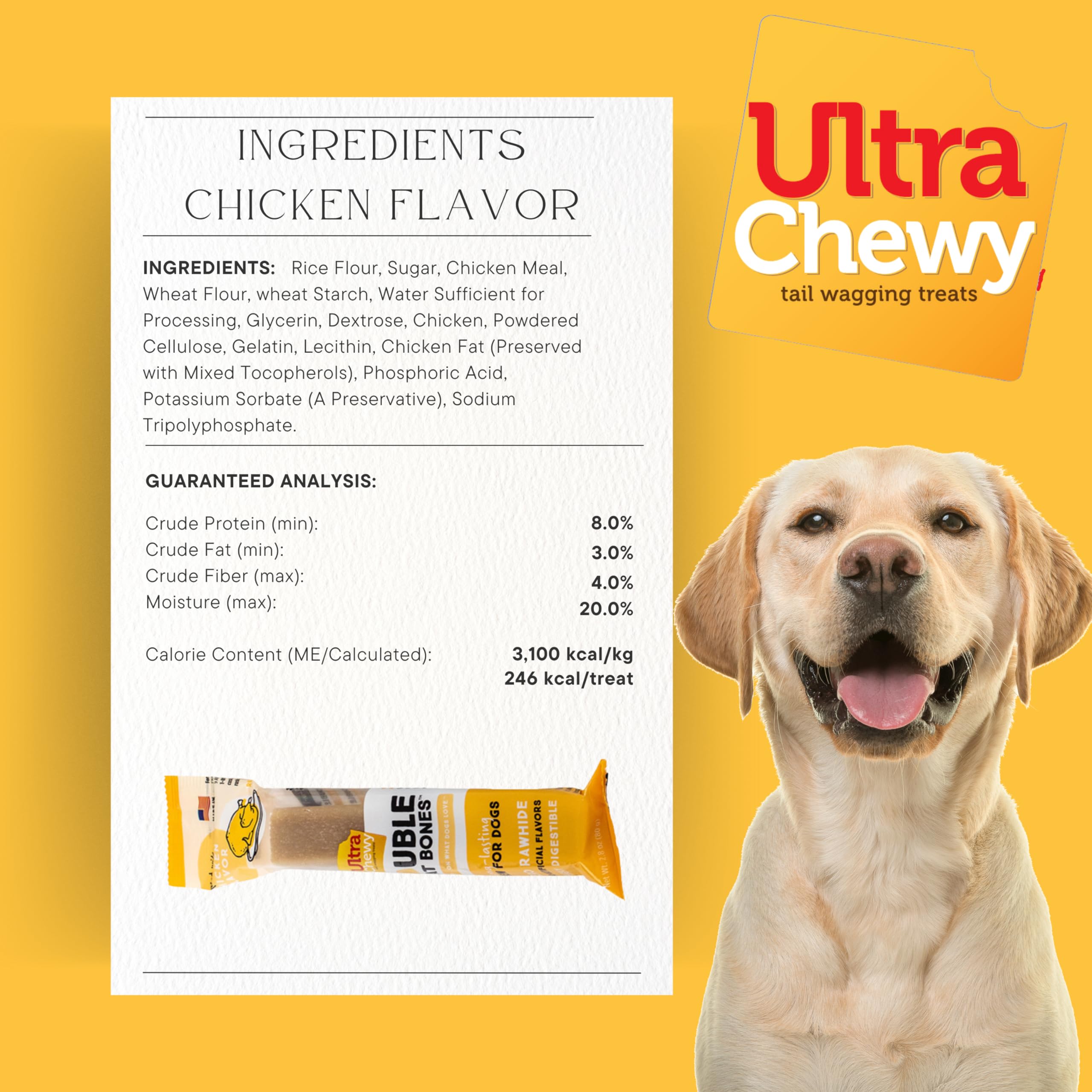 Ultra Chewy Favorites USA-made badge signals quality and safety