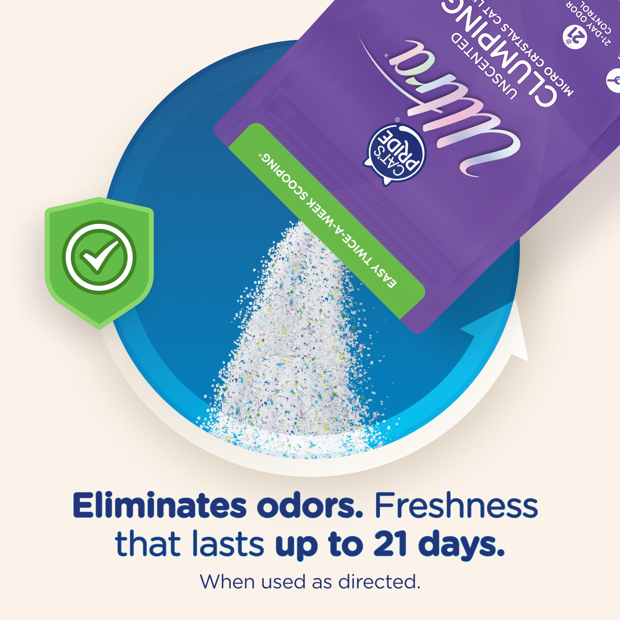 ULTRA dust-free scoop action demonstrates clean, quick litter changes
