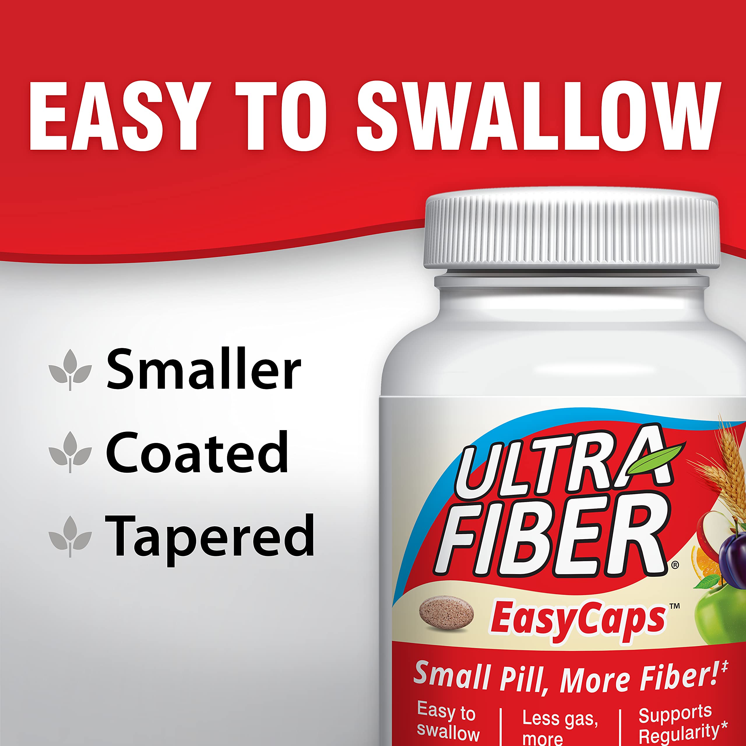 Ultra-Fiber caplets bottle back reveals ingredients and 750 mg fiber per caplet.
