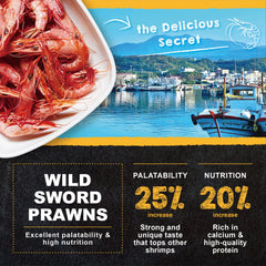 Ultra Fresh Betta ingredients mix highlighting sword prawns and akiami paste for natural protein