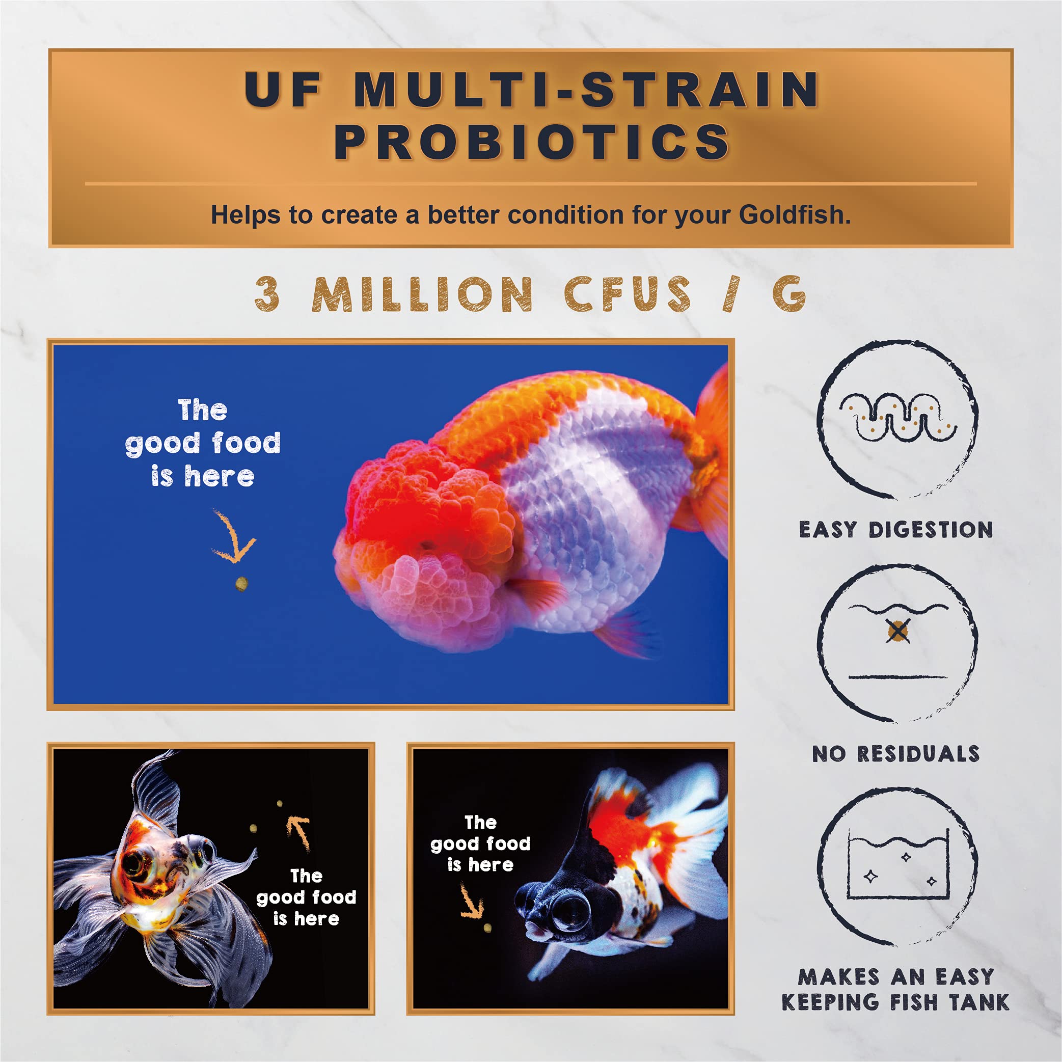 Ultra Fresh Goldfish granulés coulants 1,6 x 2 mm, faciles à mastiquer.