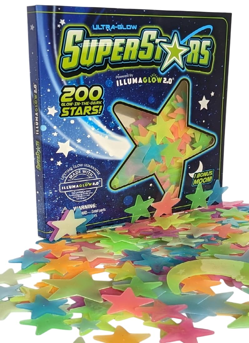 Ultra-Glow Super Stars packaging includes everything needed for setup.