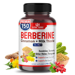 Ultra Herbs berberine bottle front shows premium formula for daily wellness