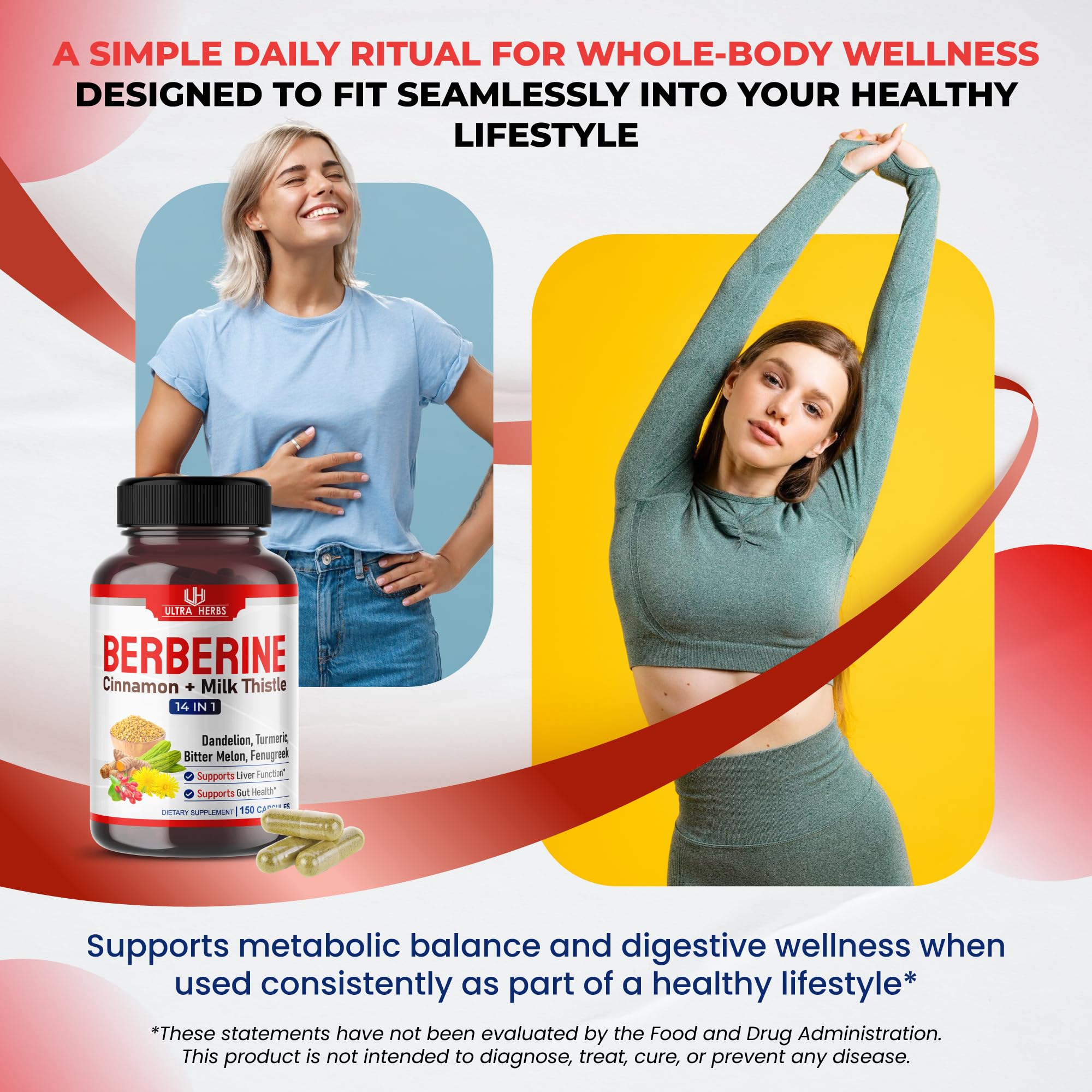Ultra Herbs berberine bottle side reveals label with ingredients and allergen-free notes