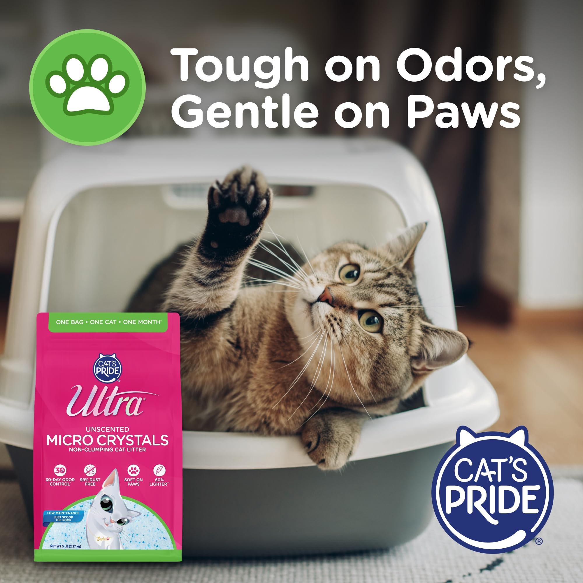 Odor-control performance in the litter box with ULTRA Micro Crystals.