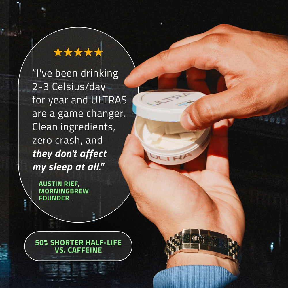 Ultra Pouches Wintergreen flavor swirl suggests refreshing taste and clarity.