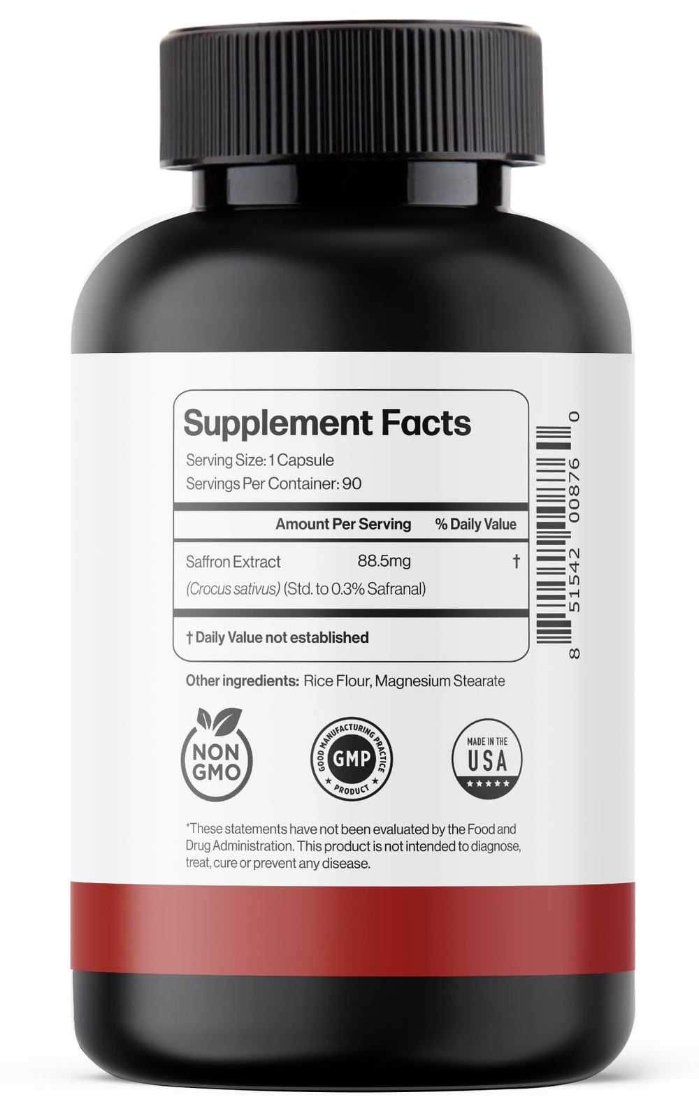 Ultra6 Nutrition Happy Saffron bottle features 90 servings for long-lasting supply.