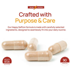 Ultra6 Nutrition Happy Saffron mood support for steady energy and calm.