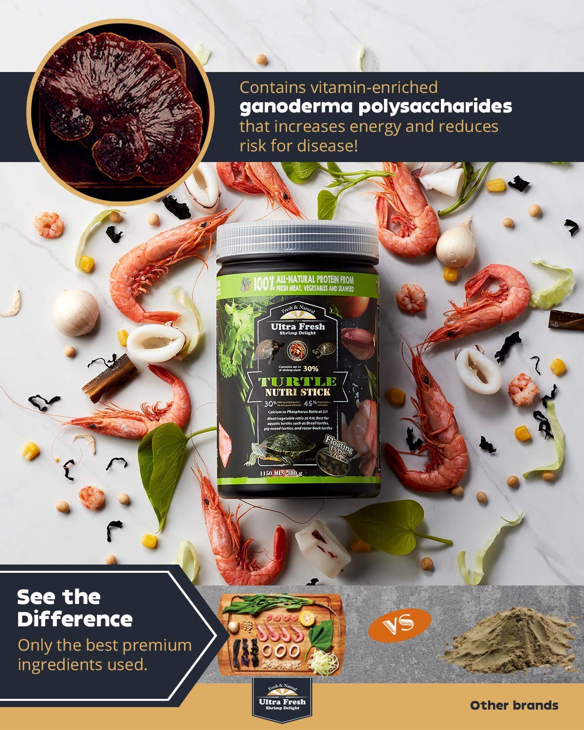 Ultra Fresh Turtle Nutri Stick includes probiotics for digestive balance