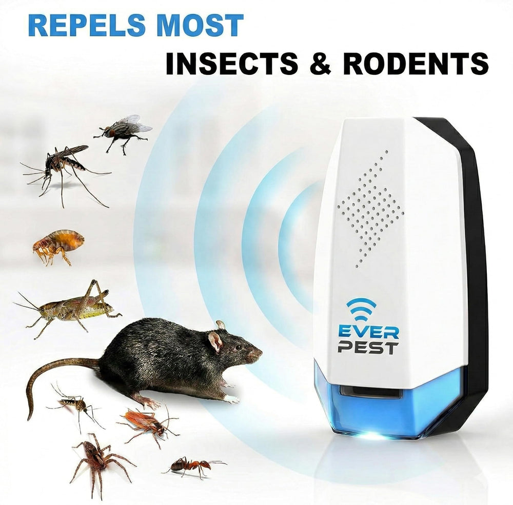 Ever Pest Ultrasonic Pest Repeller 2-pack with soft blue night light for subtle room illumination