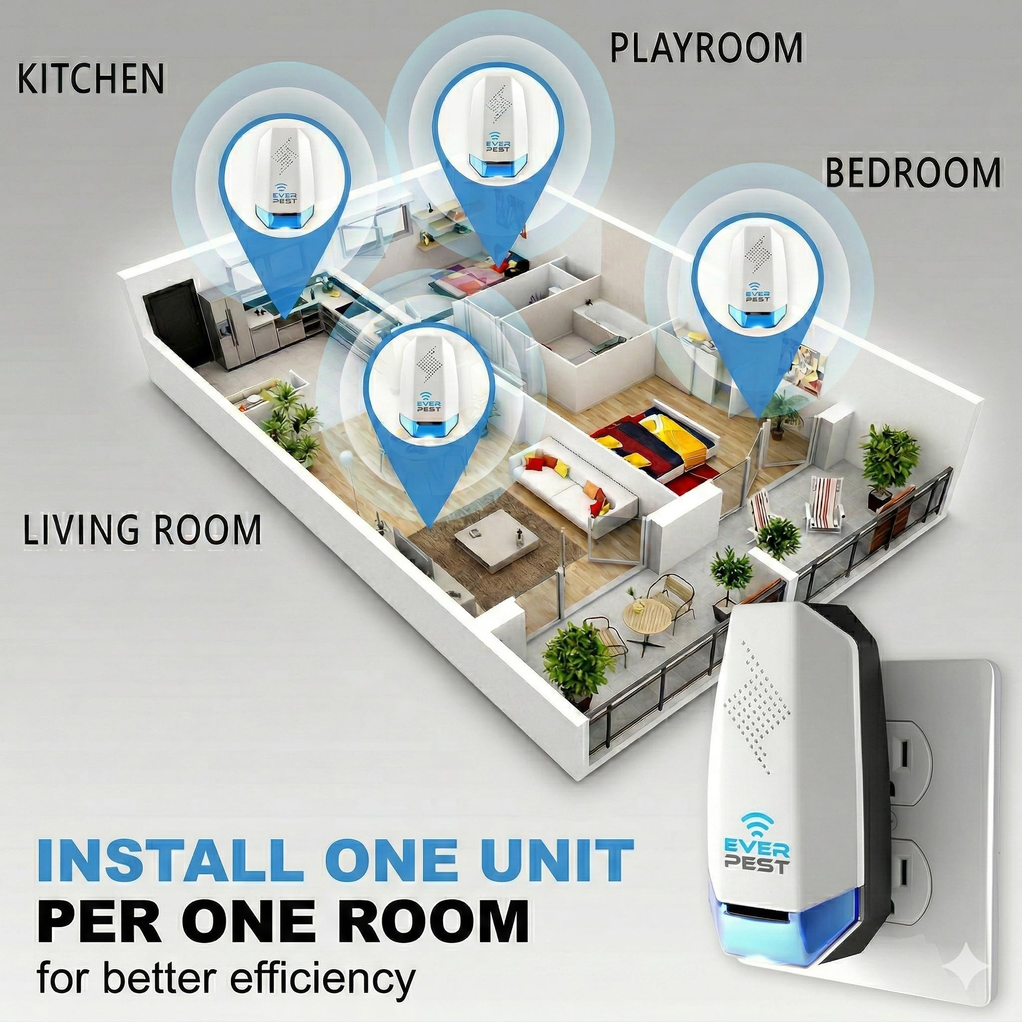 Ever Pest Ultrasonic Pest Repeller 2-pack features a sleek, modern design for home decor