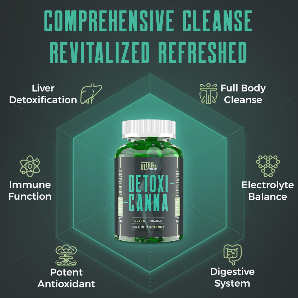 Ultraverixian Detox Gummies on shelf hints at liver-support and antioxidant-rich extracts.