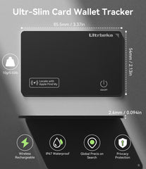 Ultrbeka Find My integration graphic emphasizes precise item location via Apple network.