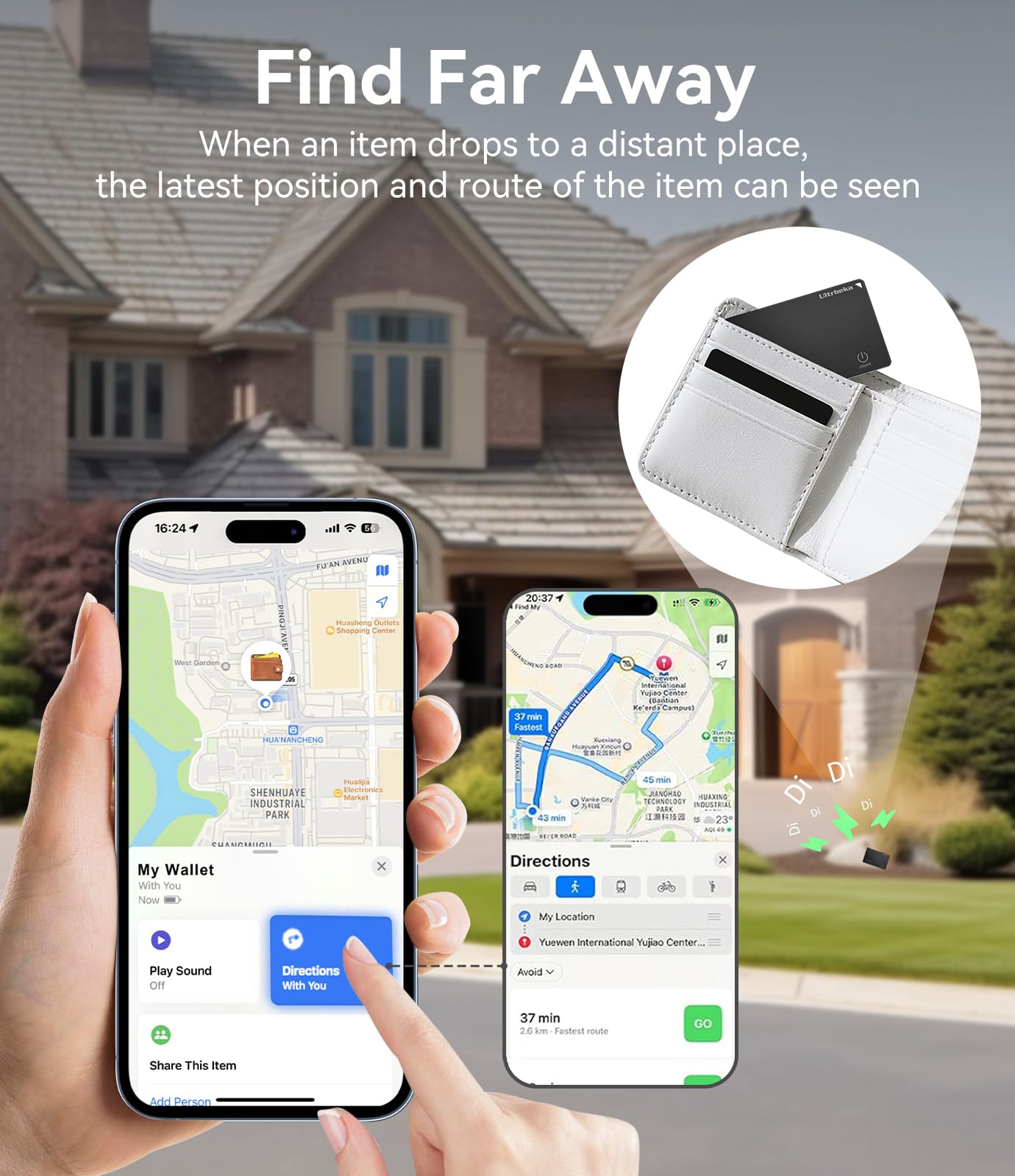 Ultrbeka iOS compatibility banner shows Apple Find My compatibility for seamless item tracking.