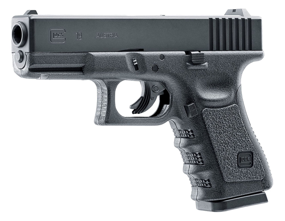 Umarex Glock 19 Gen3 firing .177 BBs up to 410 FPS for responsive practice.
