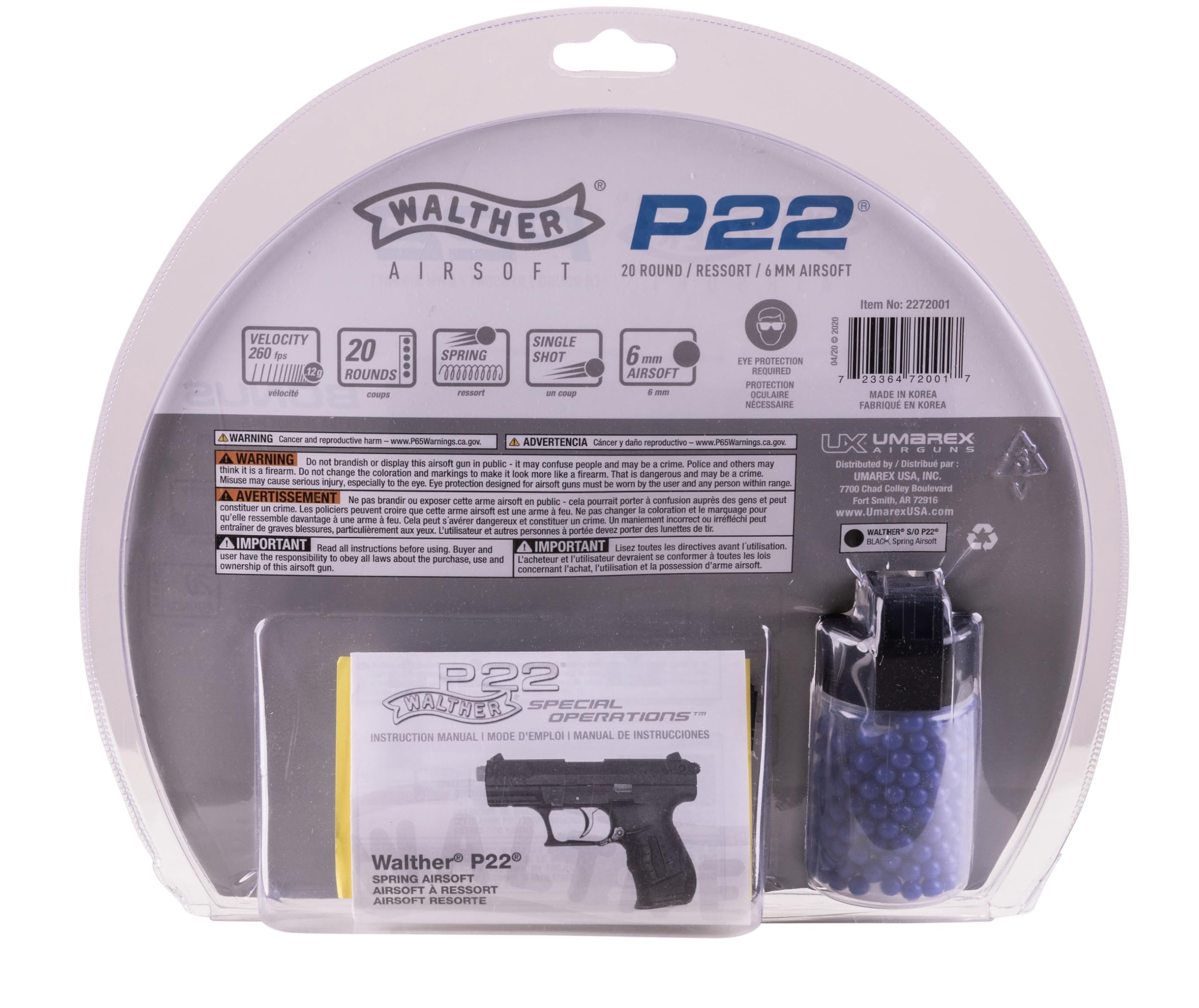 Umarex Walther P22 spring powered action for consistent feel