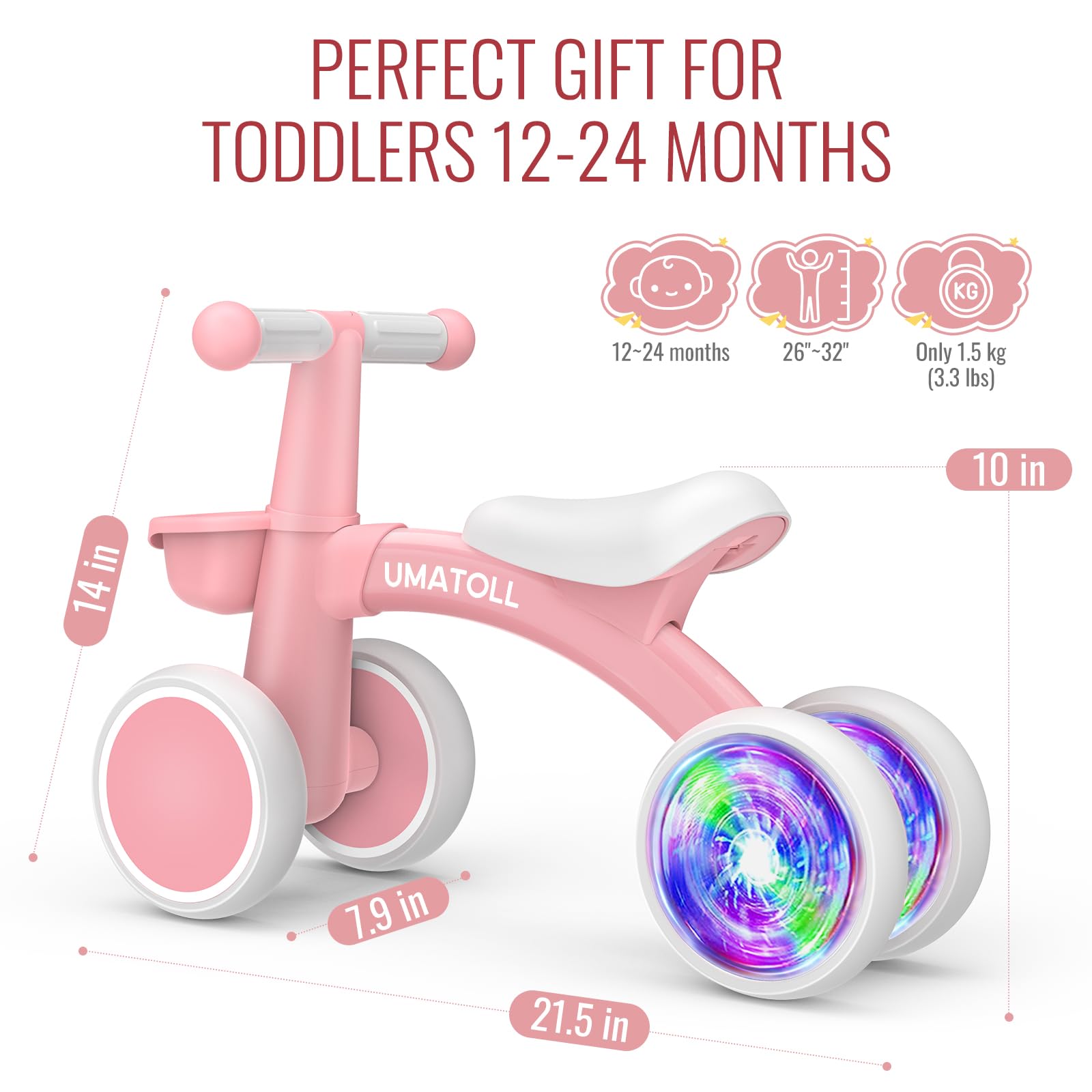 Umatoll pink baby bike makes a thoughtful first birthday gift.