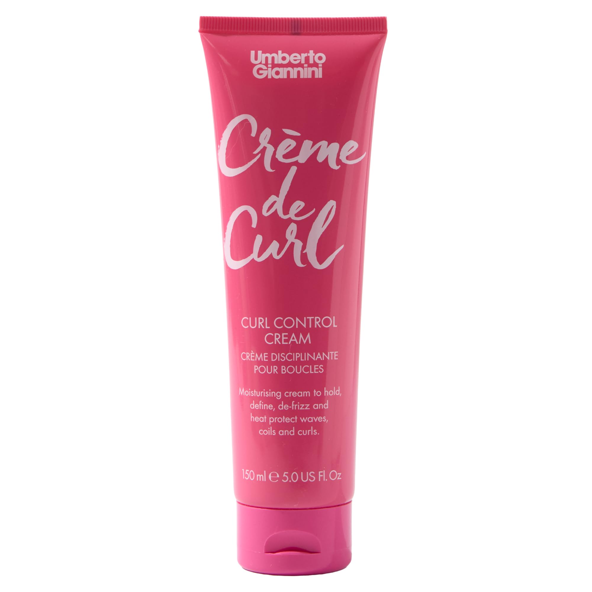 Umberto Giannini Creme De Curl Cream packaging highlights vegan, cruelty-free curl control benefits