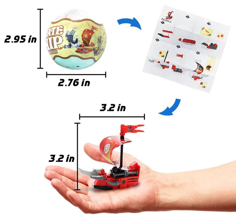 UMEELR six pirate-ship designs inside eggs for imaginative play and themed Easter décor