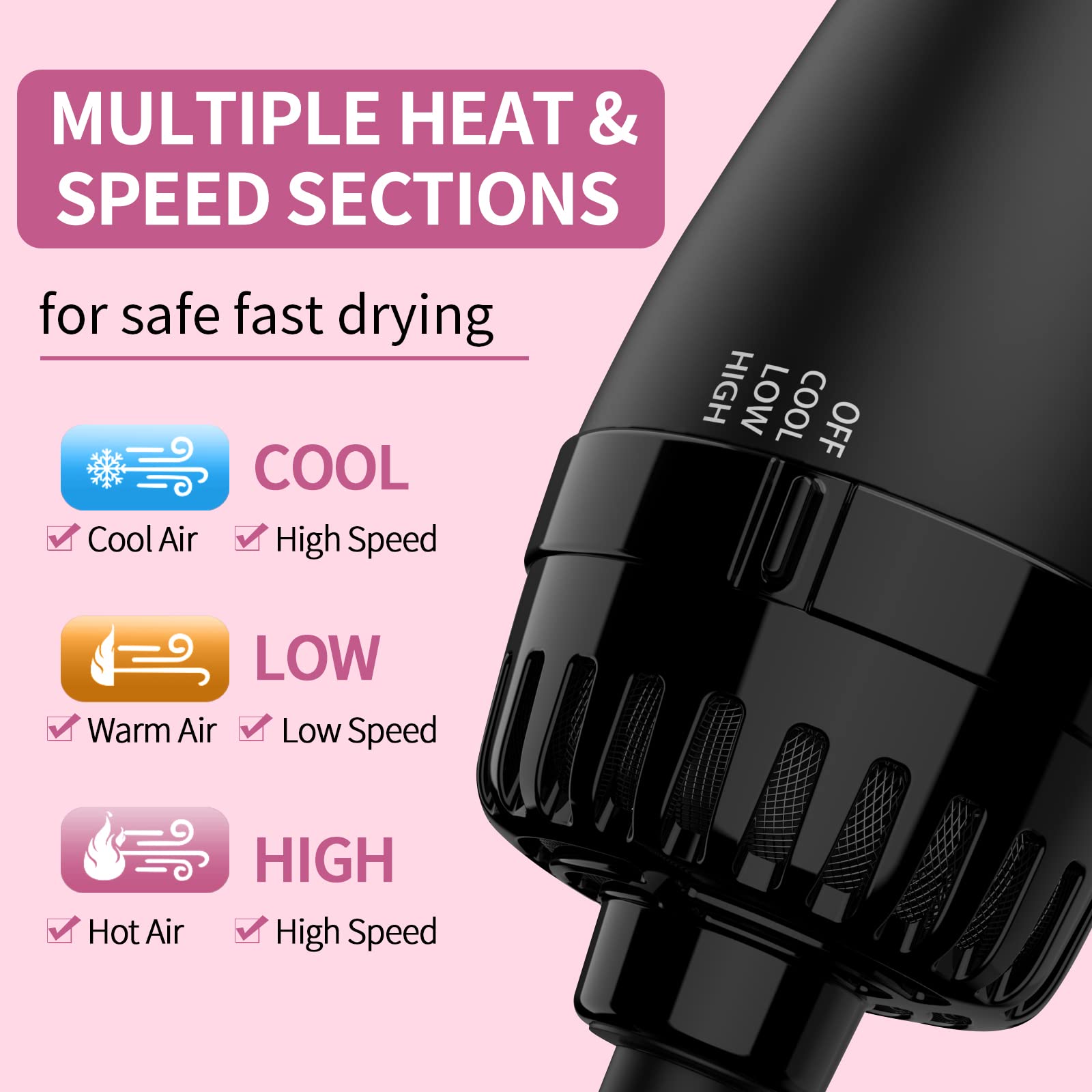 Umeely hair dryer brush 360-airflow speeds drying and adds volume