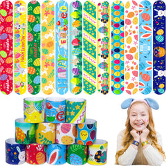 UMEMAXSO Easter slap bracelets with bunny design, ideal for classroom party favors.