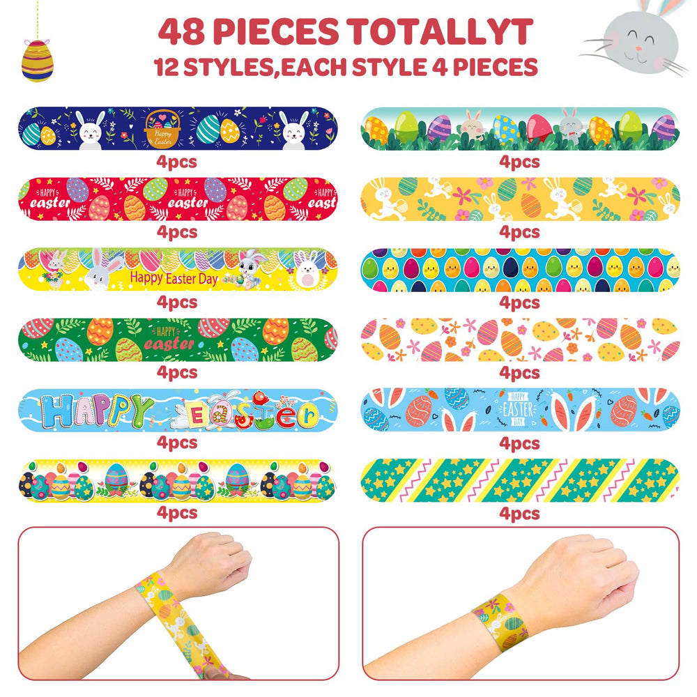 UMEMAXSO Easter slap bracelets with egg design, perfect for egg hunts and gift bags.