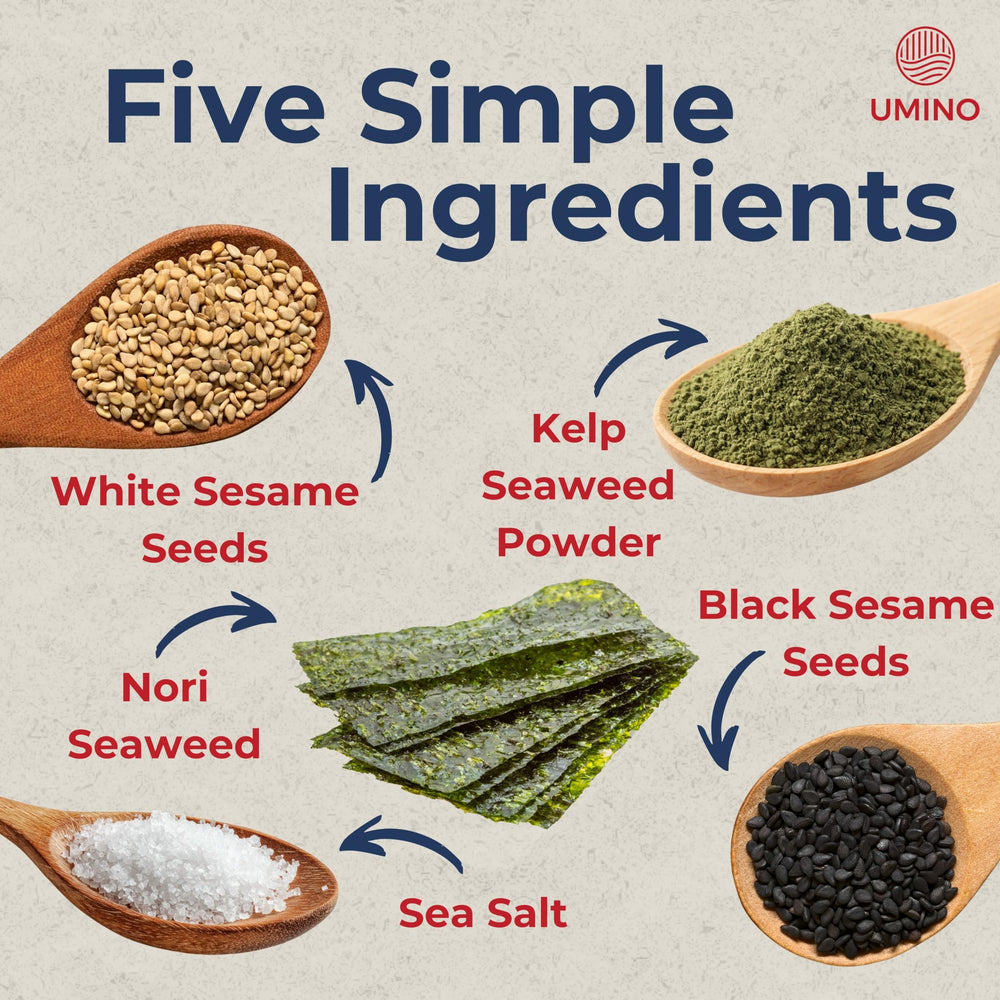 Ingredients of Umino Furikake including kelp powder and sea salt
