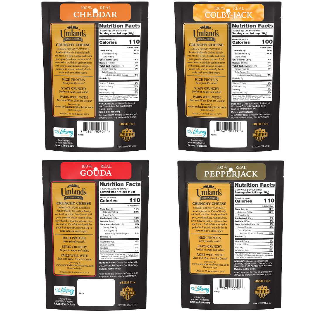 Umland's cheddar crunch image shows bold protein-rich bite.