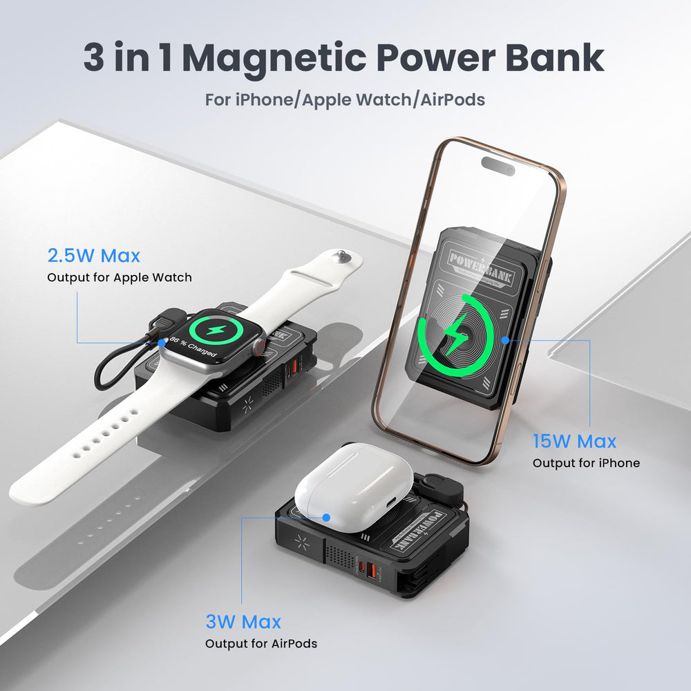 ummz 5-in-1 magnetic charger with foldable AC plug for direct wall charging.