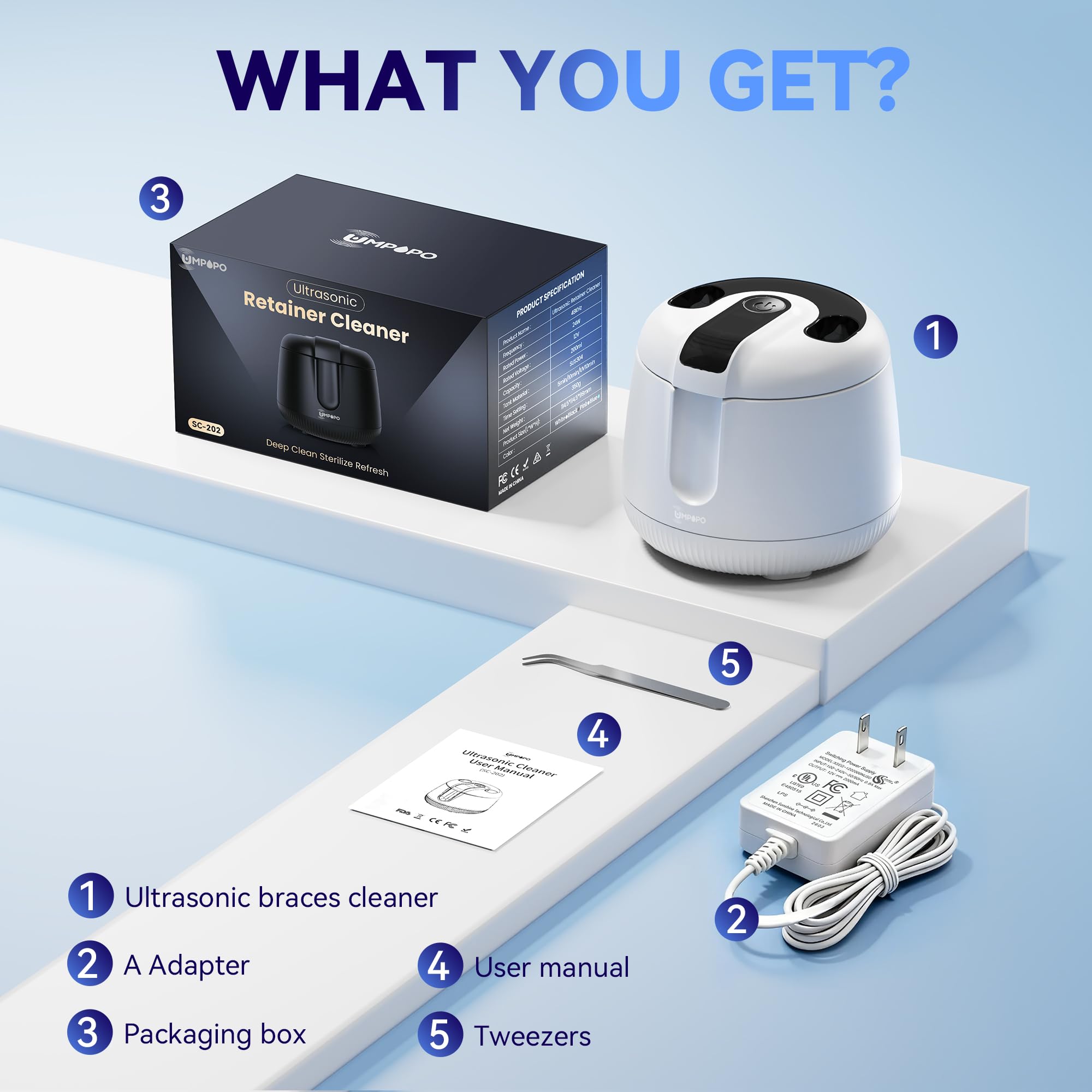 UMPOPO ultrasonic cleaner portable for travel and on-the-go use.