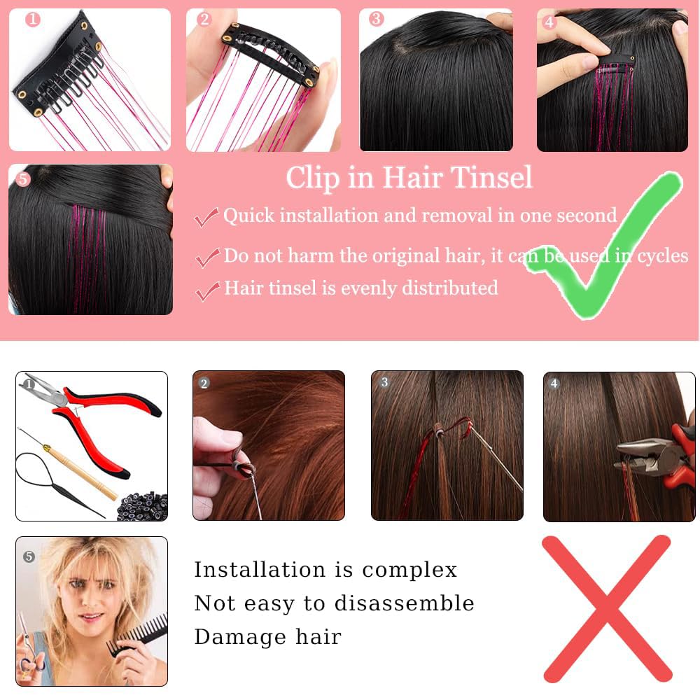 Umylar clip-in tinsel application demonstrates secure, easy installation