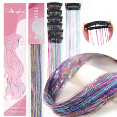 Umylar hair tinsel clip-in 12-clips for quick, secure styling.