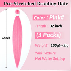 Umylar vibrant pink braiding hair pack suitable for daily wear