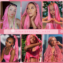Umylar yaki texture close-up pink braiding hair shows soft, natural look