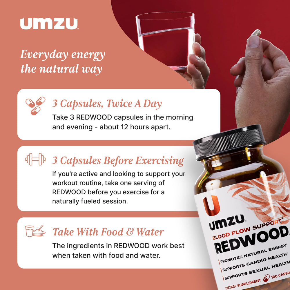 UMZU Redwood daily-use scene illustrating a simple routine for energy during workouts.