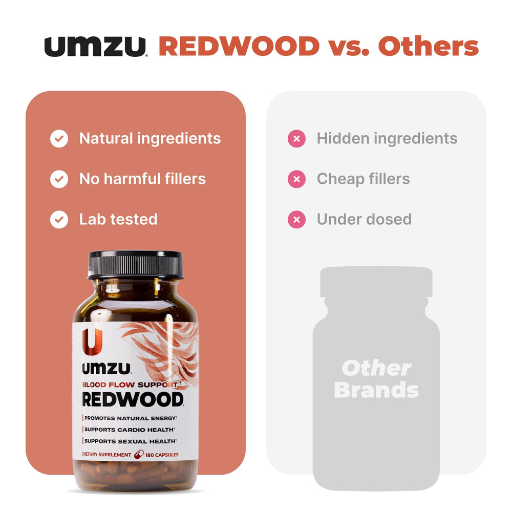 UMZU Redwood energy-endurance scene captures an active lifestyle and ongoing performance potential.