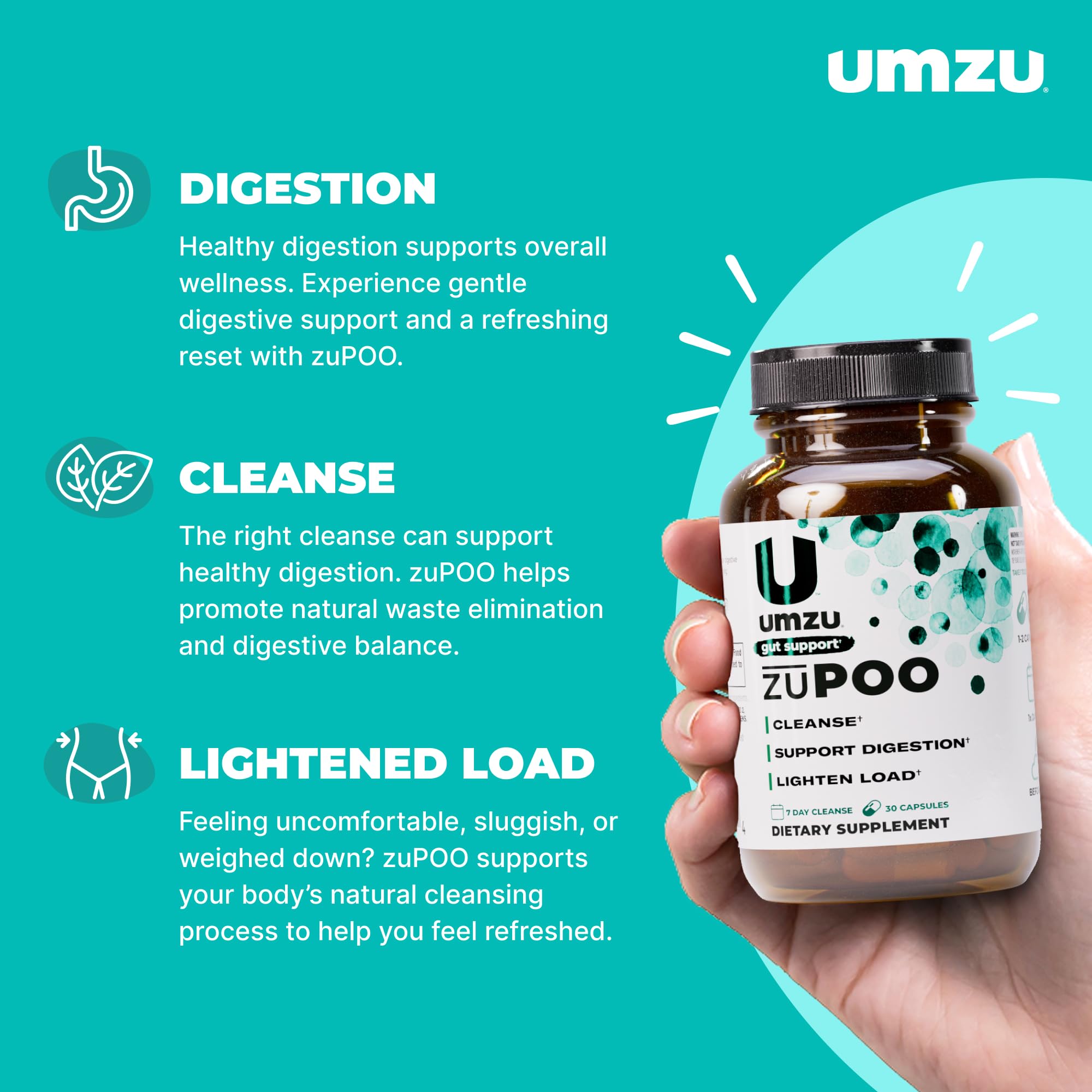 UMZU zuPOO capsules ready for nightly routine supporting regularity