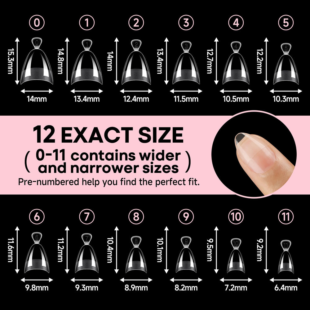 UNA GELLA 216-piece almond gel tips set ideal for DIY nail art.