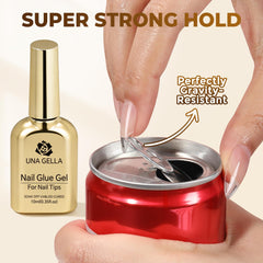 UNA GELLA 9 in 1 glue base coat use on natural tips.