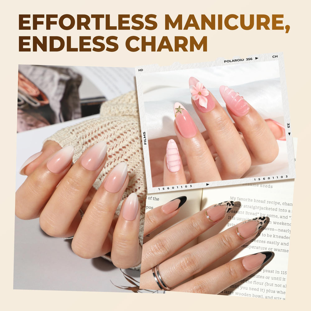 UNA GELLA 9 in 1 glue blooming art effect on nails.