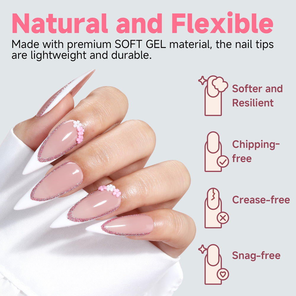 UNA GELLA back-edge flat curved fit for comfortable natural-looking application on most nails
