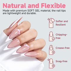 UNA GELLA back-edge flat curved fit for comfortable natural-looking application on most nails